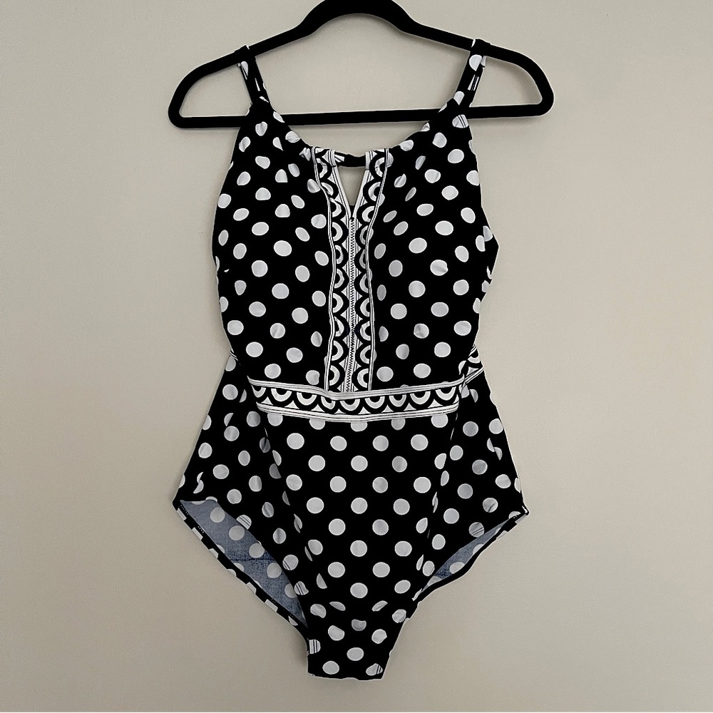 Perona Polka Dot Padded One-piece Swimsuits Size 14 NWT